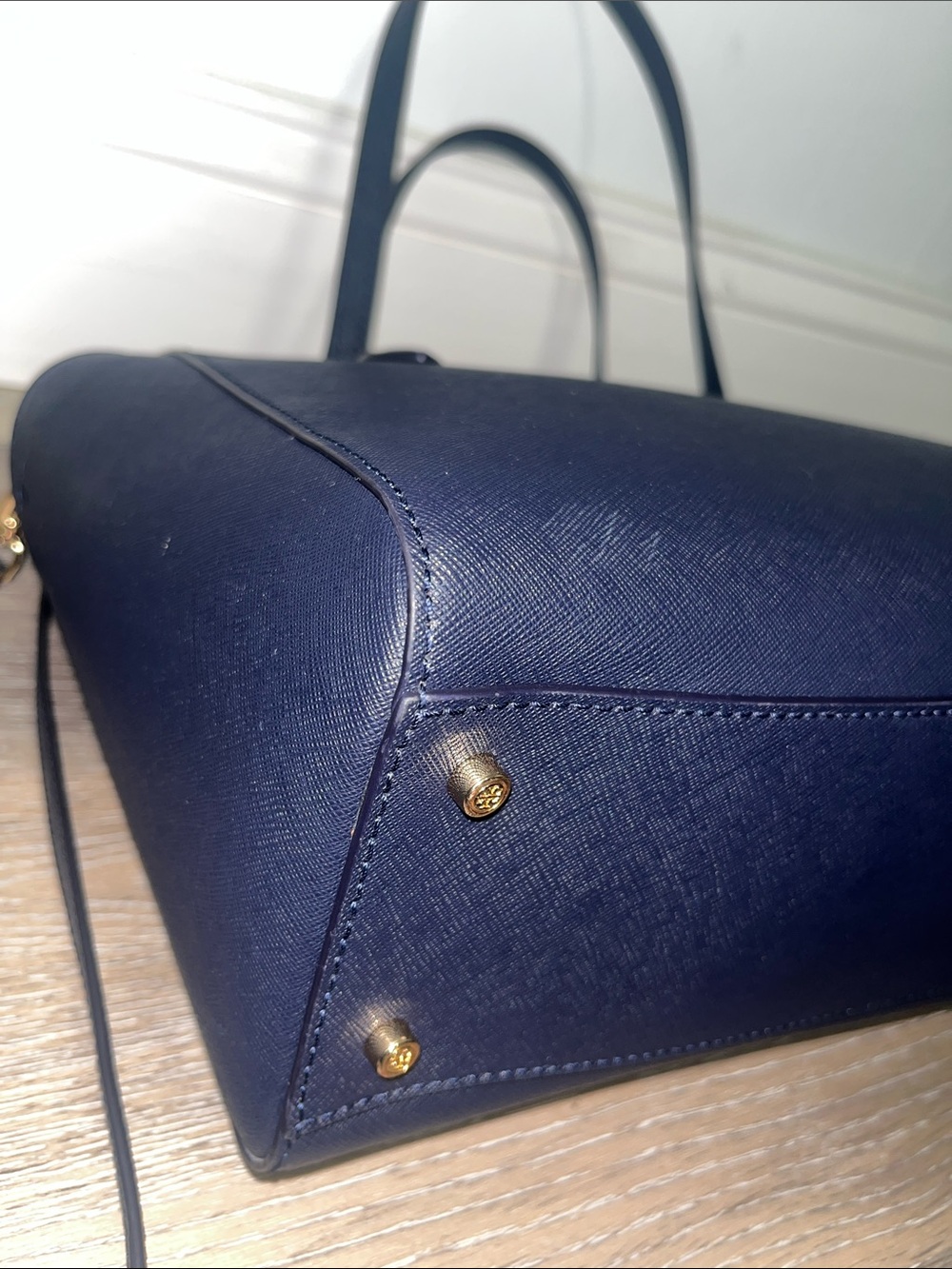 Tory Burch Navy Saffiano Tote with Gold Hardware - Picture 8 of 16